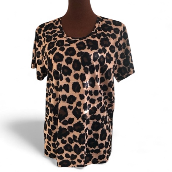 Losturban Short Sleeve Scoop Neck Leopard Print Athletic Top Plus Size XXL NWOT - Picture 10 of 10